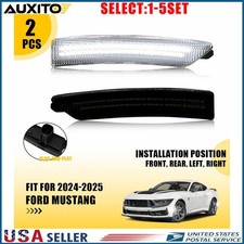 Fit 2024 2025 Ford Mustang Gt Smoke Lens White Led Front Rear Side Markers 2-20x