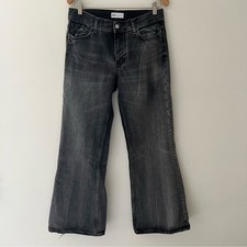 Zara Jeans Flare Wide Leg Cotton Black Denim Size 8 Relaxed Baggy Slouchy