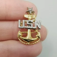 Vintage United States Navy Lapel Pin Brooch Gold Tone USN Anchor