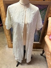 Vanity Fair Peignoir Robe Womens Small White Vintage Lace Sheer Tricot