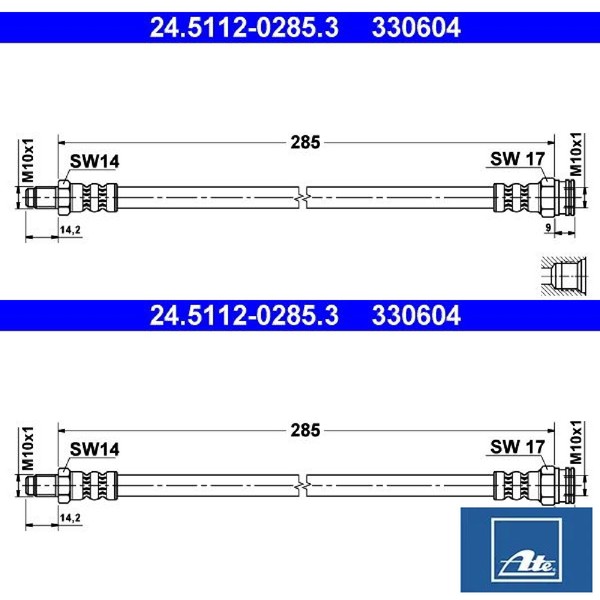 2X Bremsschlauch ATE 24.5112-0285.3 2 BremsschläUche Rechts Links-image