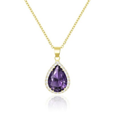Amethyst Kristall Kette Halskette für Damen Trendy, Lila Diamantimitat Kubik