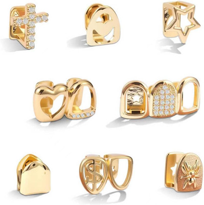 8PCS Gold Grills for Teeth, Grillz Teeth Men, Grillz for Women, Teeth Caps Reusa