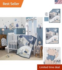 Forever Pooh Baby Crib Bedding Set 3 Piece Blue Polyester Winnie the Pooh