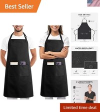 Adjustable Bib Apron with 2 Pockets Cooking Kitchen Aprons for Women Men Chef