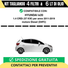 Tagliando per HYUNDAI ix20 1.4 CRDi 57 kw Diesel 2011-2019 - 6 Lt di olio + 4...