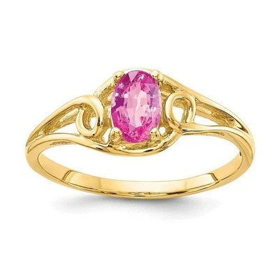 2.22 Ct Oval Cut Pink Sapphire Solitaire Wedding Ring 14k Solid Yellow Gold