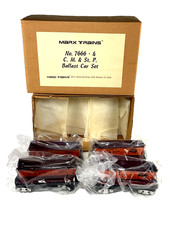 Set of 4, Vintage Marx Trains, C.M.  St. P. Ballast Car Toy set, No. 7666 NIB