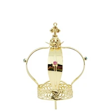 Our Lady of Fatima Gold Tone Metal Filigree Crown with Gem Accents for Statues
