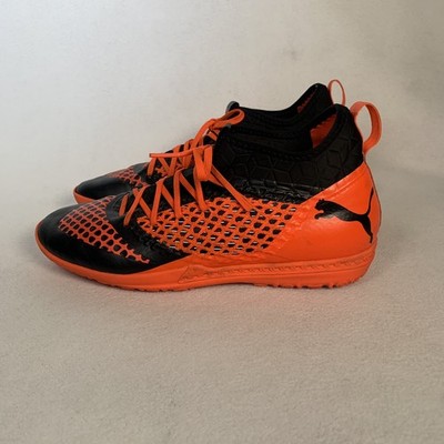 PUMA FUTURE 2.3 NETFIT Indoor Soccer Cleats BLACK/SHOCKING ORANGE size 12