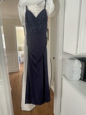 La Femme Navy  Sequin Dress With Leg Slot. Size 2  Beautiful Work 1x By 5'5".