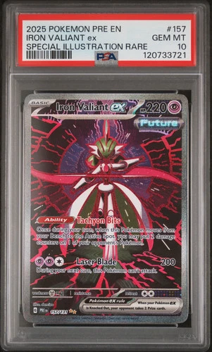 2025 Pokemon Prismatic Evolutions Iron Valiant EX #157 SIR PSA 10 GEM MINT