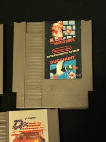 Lot of 3 Nintendo NES Game Cartridges - Super Mario Duck Hunt Ice Hockey Double