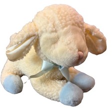 Russ Berrie Baby LULLABY LAMB Sherpa Plush Blue Jesus Loves Me Musical Wind-up