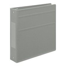 Carstens 2-Inch Heavy Duty 3-Ring Binder - Side Opening, Ash Gray, Durable Pl...