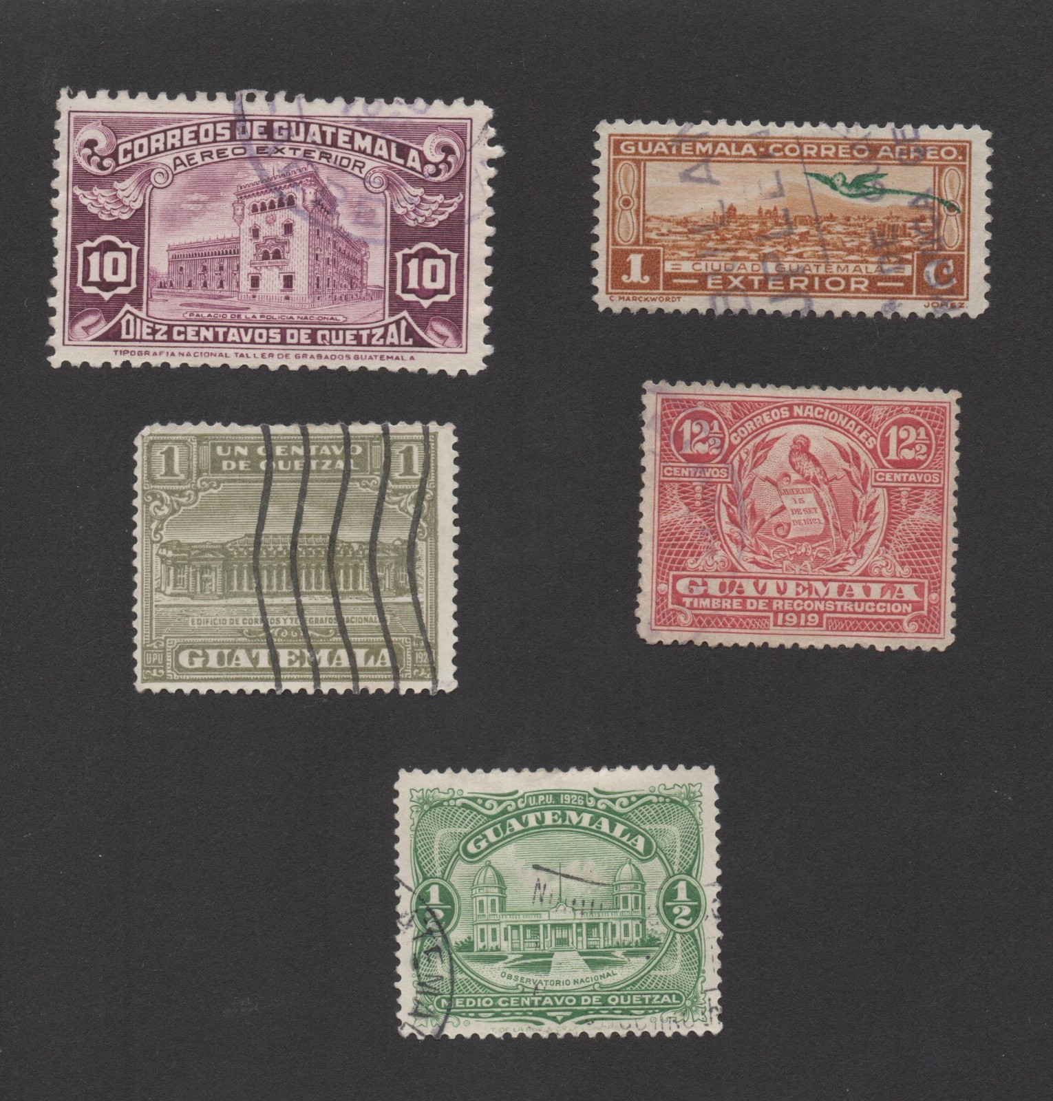 GUATEMALA STAMPS, LOT OF 5, AIR MAIL & OTHERS USED, F/VF, UNCHECKED, FROM ESTATE