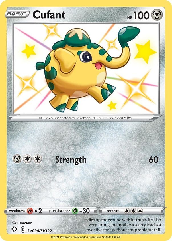 Cufant - SV090/SV122 - Pokemon Shining Fates Sword Shield Shiny Rare Card NM