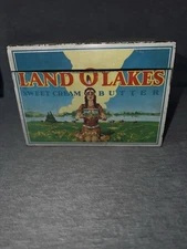 Vintage Land O'Lakes Sweet Cream Butter Metal Recipe Box Indian Maiden