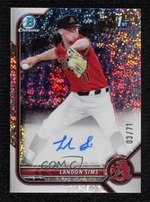 2022 Bowman Draft Chrome Pick Sparkle Refractor 3/71 Landon Sims Auto 0vg0
