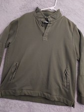 Orvis Sweatshirt Mens Large Henley Heavyweight Rugby Mock Neck Military Outdoor