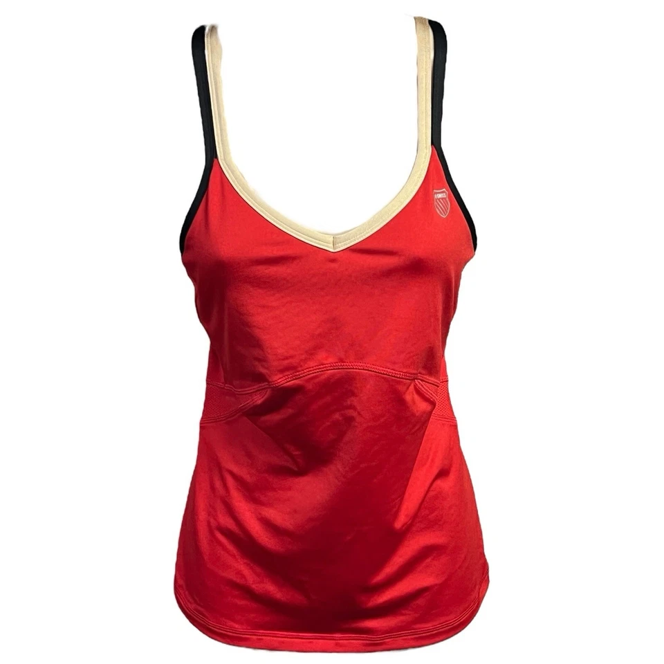 K-SWISS  Racerback Tank Top USA Size XS Red Black Built-In Bra Athletic Yoga - Image 2 of 4