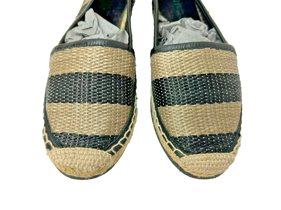 Nuevo Zapato Plano Burberry Espradrille Negro Tostado Rayas Suela de Goma Sin Cordones Talla 8 Foto 4 de 4