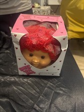 1984 Sweet Love Kids RED Yarn Hair 5 Inch Girl Head ONLY for Doll Crafting