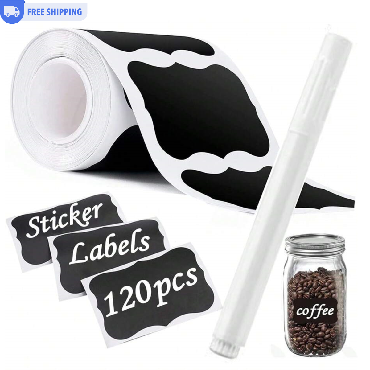 Movable Writable Black Stickers 240-Pack Reusable Chalkboard Labels - Black Rectangle ...