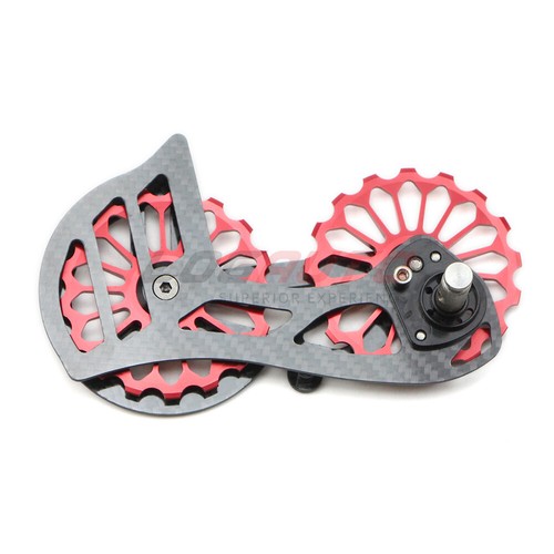 Carbon Fiber Bike Guide Wheel Rear Derailleur Pulley Ceramic Bearing Bicycle Red - Picture 2 of 12