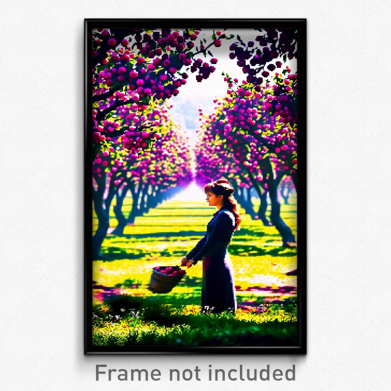 Pixel Art Poster - Admired Orchard (8 Bit Psychedelic Trippy Video Game Print)