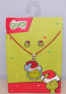 Dr. Seuss How The Grinch Stole Christmas Necklace & Earrings Set