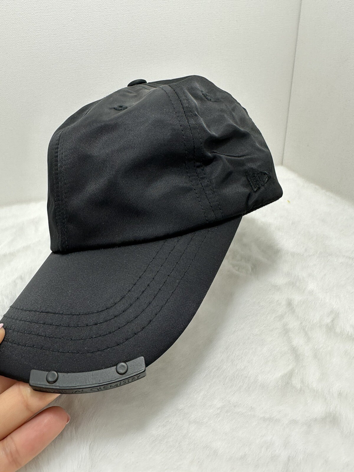 Universal Chemistry Black Nylon Ball Cap Hat Logo Metal Detail Adjustable Strap