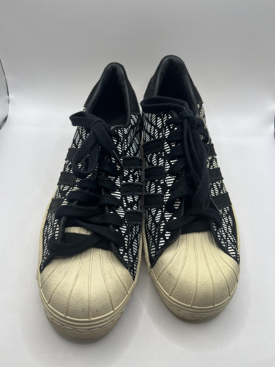 Size adidas Originals Superstar 80s Black Lace Up Sneakers