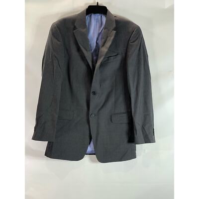 TOMMY HILFIGER Men's Gray Pinstripe Regular-Fit Two-Button Wool Blazer SZ  38R