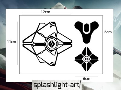 3x Destiny 2 Geist Dinklebot schwarz Vinyl Aufkleber Abziehbild für Handy, Laptop, Wand