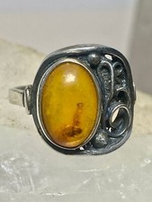 Amber ring size 6 sterling silver southwest band women girls