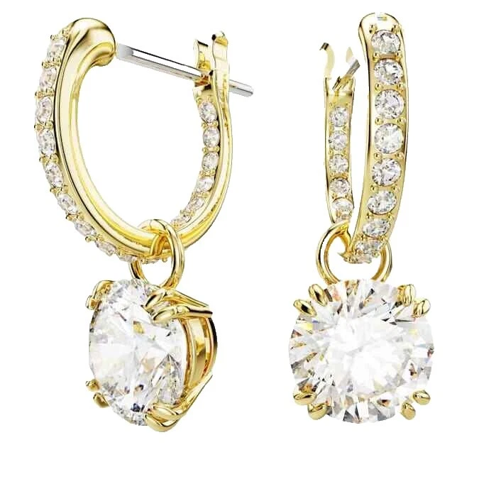 Pendientes de Moda Blanco Oro Blanco Swarovski