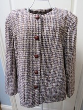 Vintage Ladies Boucle Jacket Size 20 Brown Wool Mix Preppy Academia Geek Varsity