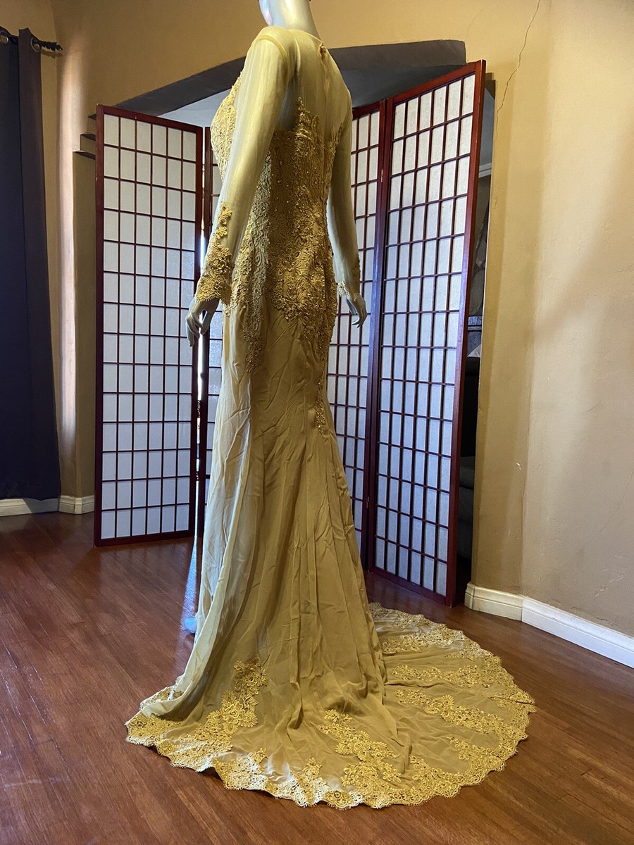 slim fit dress slacks Nude Sparkly Mermaid Prom Dress with Ruffled Long Train main image 1