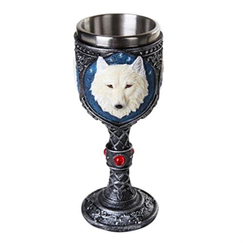 White Wolf Spirit Goblet Chalice Wine Cup New - Afbeelding 1 van 2