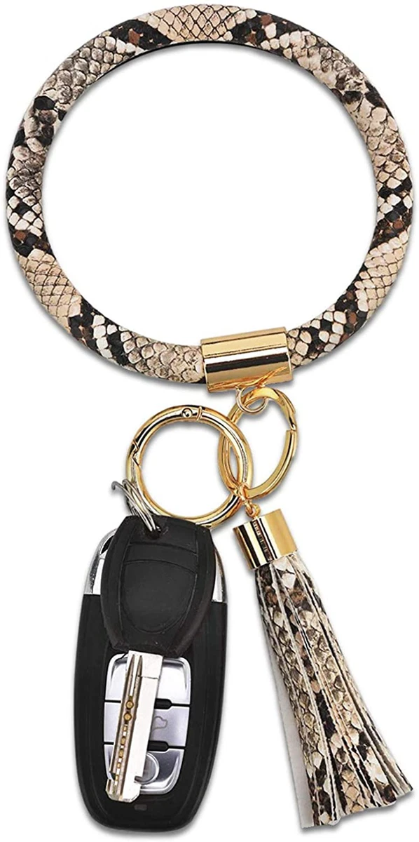 Coolcos Key Ring Bracelet Wristlet Keychain Bangle Portable Leather Women Holder