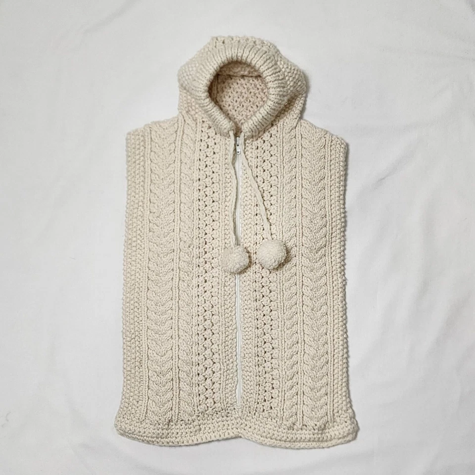 Hand Knit Wool Baby Bunting Vtg Snuggle Sack Gender Neutral Infant Winter Snow - Image 3 of 4