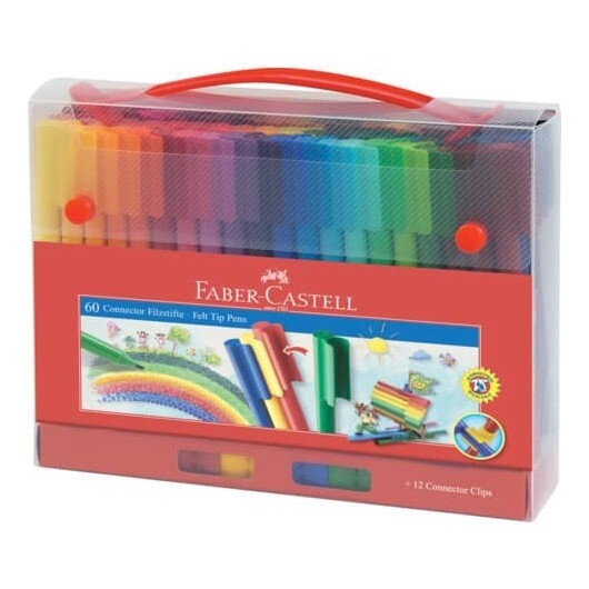 Valigetta in metallo Faber Castell con pennarelli Connector Pens conf. 60 pezzi