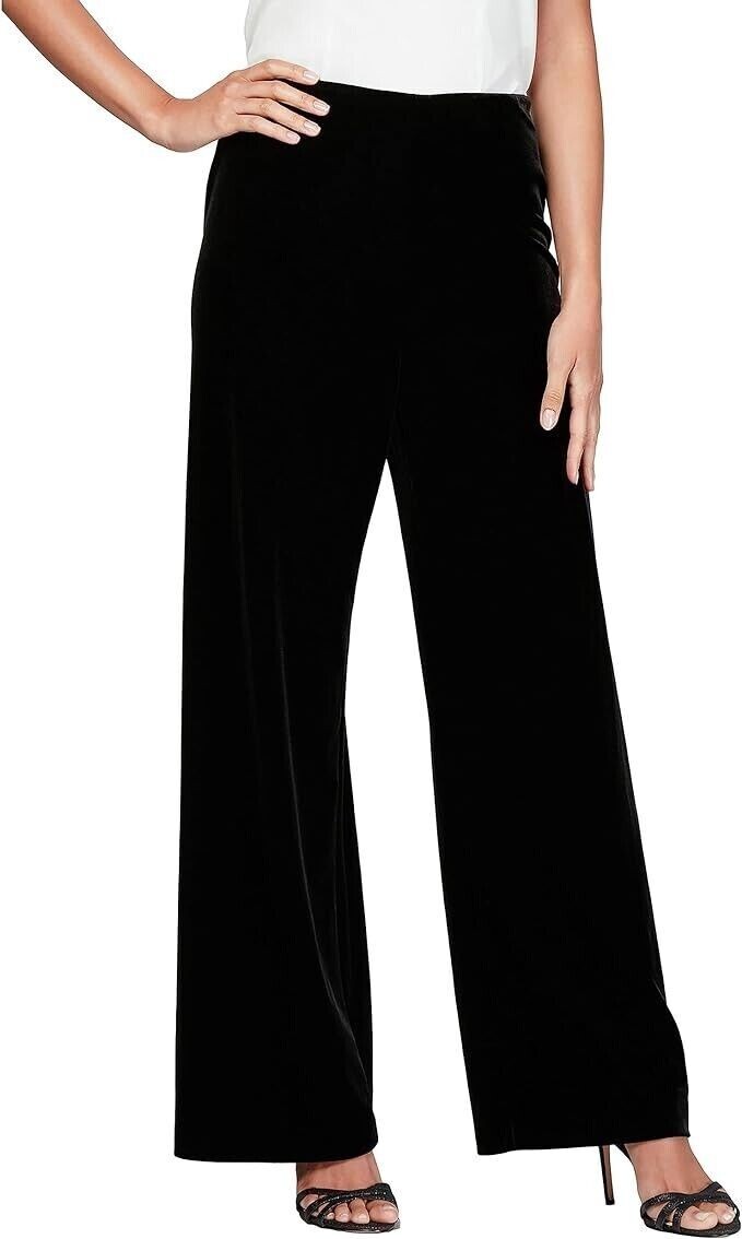 Alex Evenings Flat Front Velvet Pant Black / XL