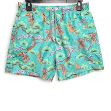 Boardies Swim Trunks Mens Medium AOP Tiger Print Drawstring Mesh Lined Shorts