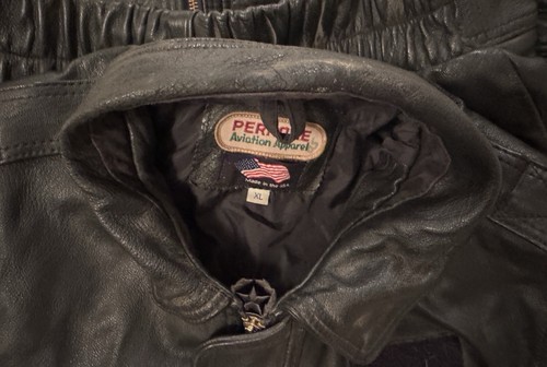 Chaqueta de vuelo de cuero de aviación Perrone vintage para hombre hecha en EE. UU. Talla XL US Airways - Imagen 13 de 13