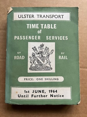 1964 Ulster Transport Road Rail Bus Reisebus Fahrplan Streckenplan Nordirland