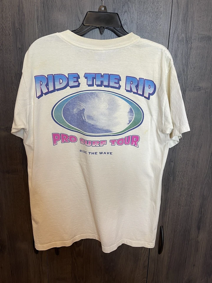 Camiseta De Colección Años 90 Ride The Rip Ride The Wave Pro Surfer Tour Adulto Mediana Foto 3 de 4