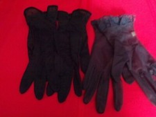 2 Pair of Sheer vintage womens gloves Black  Blue
