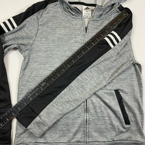 Adidas Hoodie Boy's Large Heather Gray Full Zip Activewear Sweatshirt - Picture 6 of 6